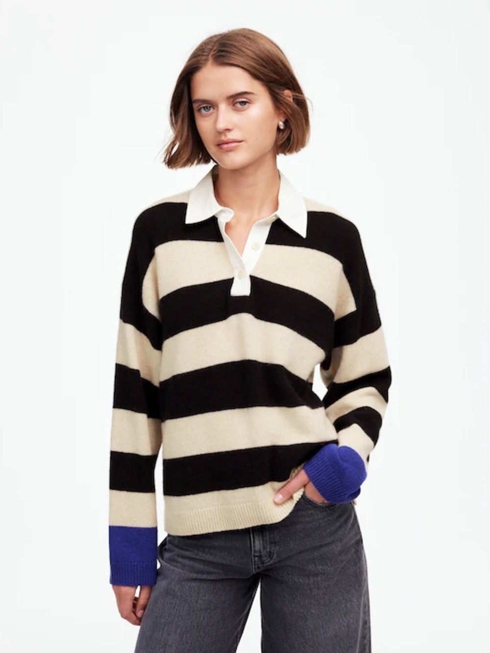 Madewell Cashmere-Wool Blend Rugby Sweater